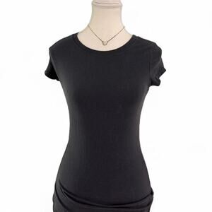 XXI Vintage Y2K 2000s Fitted Full Length Cotton Short Sleeve Shirt